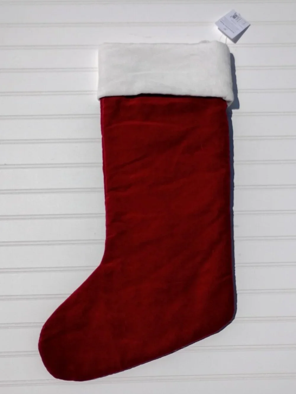 NWT Pottery Barn Christmas Stocking BRADYN Monogram Red and White Velvet Classic